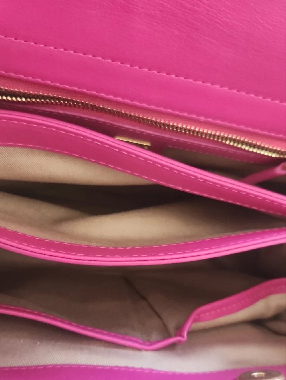 MCM Hot Fuschia Pink Leather Satchel with Gold Hardware